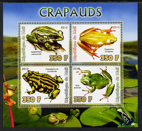 Mali 2012 Fauna - Toads perf sheetlet containing 4 values unmounted mint, stamps on , stamps on  stamps on frogs, stamps on  stamps on  toads, stamps on  stamps on amphibians, stamps on  stamps on 