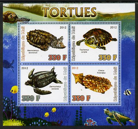 Mali 2012 Fauna - Tortoises perf sheetlet containing 4 values unmounted mint, stamps on , stamps on  stamps on tortoises