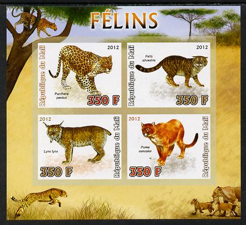 Mali 2012 Fauna - Big Cats imperf sheetlet containing 4 values unmounted mint, stamps on animals, stamps on cats, stamps on lions