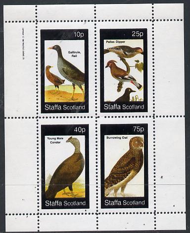 Staffa 1982 Birds #26 (Condor, Owl, etc) perf  set of 4 values (10p to 75p) unmounted mint, stamps on birds, stamps on birds of prey, stamps on owls