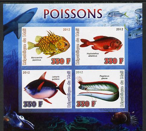 Mali 2012 Fauna - Fish imperf sheetlet containing 4 values unmounted mint, stamps on , stamps on  stamps on fish, stamps on  stamps on marine life, stamps on  stamps on coral