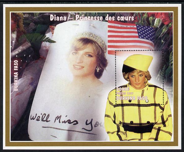 Burkina Faso 1997 Princess Diana #4 perf m/sheet unmounted mint, stamps on personalities, stamps on diana, stamps on royalty