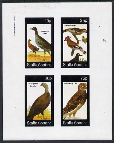 Staffa 1982 Birds #26 (Condor, Owl, etc) imperf  set of 4 values (10p to 75p) unmounted mint , stamps on , stamps on  stamps on birds, stamps on  stamps on birds of prey, stamps on  stamps on owls