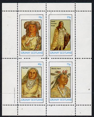 Grunay 1982 N American Indians perf set of 4 values unmounted mint , stamps on cultures    indians   americana, stamps on wild-west, stamps on wild west