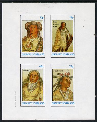 Grunay 1982 N American Indians imperf set of 4 values unmounted mint  , stamps on , stamps on  stamps on cultures    indians   americana, stamps on  stamps on wild-west, stamps on  stamps on wild west