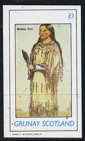 Grunay 1982 N American Indians imperf souvenir sheet unmounted mint (£1 value), stamps on cultures    indians   americana, stamps on wild-west, stamps on wild west