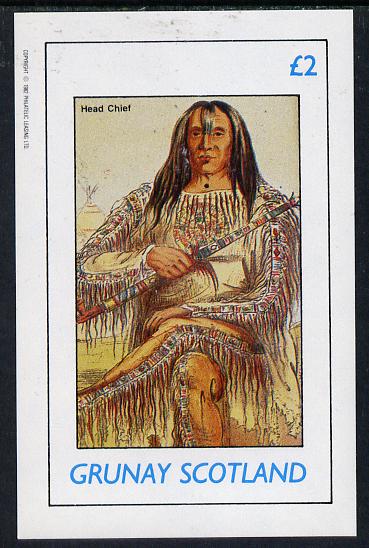 Grunay 1982 N American Indians imperf deluxe sheet unmounted mint (£2 value) , stamps on cultures    indians   americana, stamps on wild-west, stamps on wild west