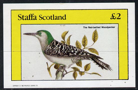 Staffa 1982 Red Bellied Woodpecker imperf deluxe sheet (2 value) unmounted mint