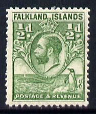 Falkland Islands 1929 Whale & Penguins 1/2d green mounted mint SG 116, stamps on , stamps on  stamps on , stamps on  stamps on  kg5 , stamps on  stamps on whales, stamps on  stamps on penguins