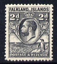 Falkland Islands 1929 Whale & Penguins 2d grey mounted mint SG 118, stamps on , stamps on  stamps on , stamps on  stamps on  kg5 , stamps on  stamps on whales, stamps on  stamps on penguins