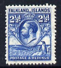 Falkland Islands 1929 Whale & Penguins 2.5d blue mounted mint SG 119, stamps on , stamps on  kg5 , stamps on whales, stamps on penguins