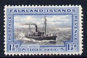 Falkland Islands 1933 Centenary 1.5d Whale Catcher mounted mint SG 129, stamps on , stamps on  stamps on animals, stamps on  stamps on polar, stamps on  stamps on whales, stamps on  stamps on ships, stamps on  stamps on  kg5 , stamps on  stamps on 