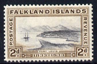 Falkland Islands 1933 Centenary 2d Port Louis mounted mint SG 130, stamps on , stamps on  stamps on ports, stamps on  stamps on ships, stamps on  stamps on  kg5 , stamps on  stamps on 