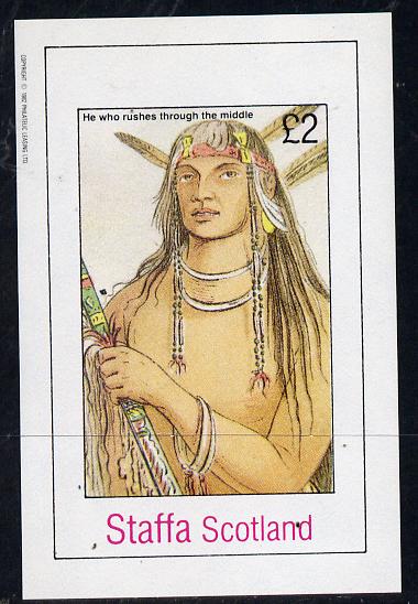 Staffa 1982 N American Indians #06 imperf deluxe sheet unmounted mint (£2 value), stamps on cultures    indians   americana, stamps on wild-west, stamps on wild west