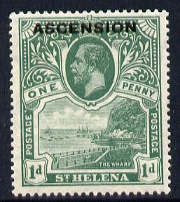 Ascension 1922 KG5 overprint on 1d green mounted mint SG 2, stamps on , stamps on  stamps on , stamps on  stamps on  kg5 , stamps on  stamps on 