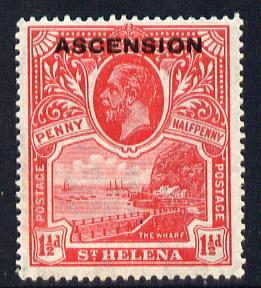 Ascension 1922 KG5 overprint on 1.5d rose-scarlet mounted mint SG 3, stamps on , stamps on  stamps on , stamps on  stamps on  kg5 , stamps on  stamps on 
