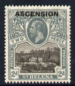 Ascension 1922 KG5 overprint on 2d black & grey mounted mint SG 4, stamps on , stamps on  kg5 , stamps on 