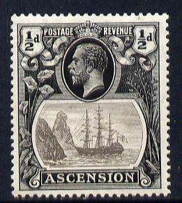 Ascension 1924-33 KG5 Badge 1/2d grey-black & grey mounted mint SG 10, stamps on , stamps on  stamps on , stamps on  stamps on  kg5 , stamps on  stamps on badge, stamps on  stamps on ships