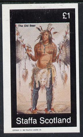 Staffa 1982 N American Indians #07 imperf souvenir sheet unmounted mint (£1 value), stamps on cultures    indians   americana, stamps on wild-west, stamps on wild west