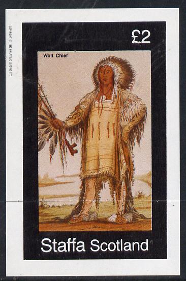 Staffa 1982 N American Indians #07 imperf deluxe sheet unmounted mint (£2 value) , stamps on cultures    indians   americana, stamps on wild-west, stamps on wild west