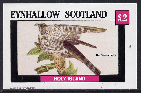 Eynhallow 1982 Pigeon Hawk imperf deluxe sheet (£2 value) unmounted mint, stamps on birds, stamps on birds of prey, stamps on pigeons