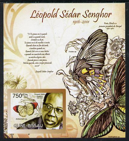 Guinea - Bissau 2012 Commemorating Leopold Sedar Senghor - Butterflies #1 imperf deluxe sheet unmounted mint. Note this item is privately produced and is offered purely on its thematic appeal, stamps on , stamps on  stamps on personalities, stamps on  stamps on constitutions, stamps on  stamps on butterflies