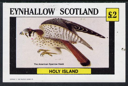 Eynhallow 1982 Sparrow Hawk imperf deluxe sheet (£2 value) unmounted mint, stamps on birds, stamps on birds of prey