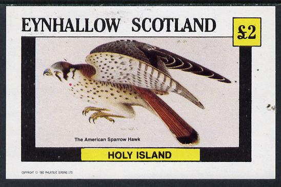 Eynhallow 1982 Sparrow Hawk imperf deluxe sheet (Â£2 value) unmounted mint, stamps on birds, stamps on birds of prey