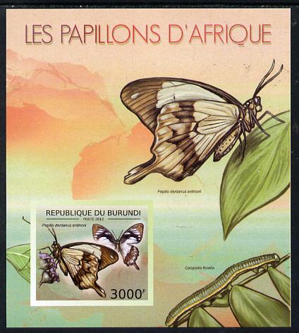 Burundi 2012 Butterflies #1 imperf deluxe sheet unmounted mint, stamps on butterflies