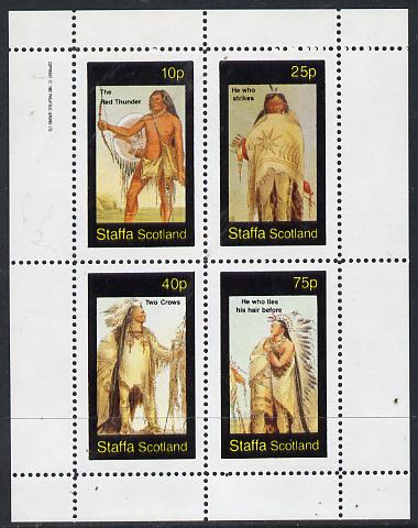 Staffa 1982 N American Indians #08 perf set of 4 values unmounted mint , stamps on , stamps on  stamps on cultures    indians   americana, stamps on  stamps on wild-west, stamps on  stamps on wild west