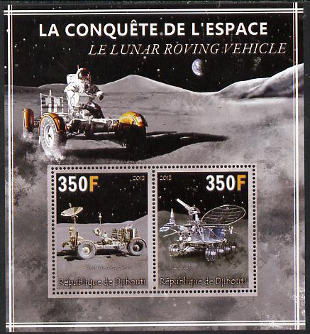 Djibouti 2013 Conquest of Space - The Lunar Rover perf sheetlet containing 2 values unmounted mint, stamps on space, stamps on moon, stamps on apollo