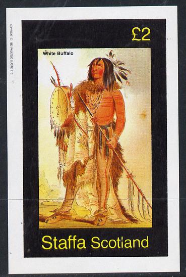 Staffa 1982 N American Indians #08 imperf deluxe sheet unmounted mint (£2 value), stamps on cultures    indians   americana, stamps on wild-west, stamps on wild west