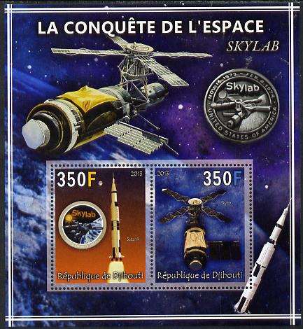 Djibouti 2013 Conquest of Space - Skylab perf sheetlet containing 2 values unmounted mint, stamps on , stamps on  stamps on space, stamps on  stamps on satellites, stamps on  stamps on rockets