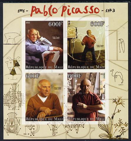 Mali 2013 Pablo Picasso imperf sheetlet containing four values unmounted mint, stamps on , stamps on  stamps on personalities, stamps on  stamps on shaped, stamps on  stamps on circular, stamps on  stamps on picasso, stamps on  stamps on arts