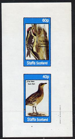 Staffa 1982 Birds #28 (Woodpecker & Rail) imperf  set of 2 values (40p & 60p) unmounted mint , stamps on birds    woodpecker