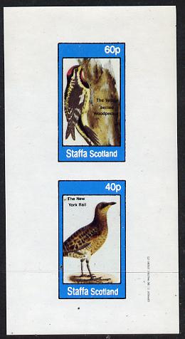 Staffa 1982 Birds #28 (Woodpecker & Rail) imperf  set of 2 values (40p & 60p) unmounted mint , stamps on , stamps on  stamps on birds    woodpecker