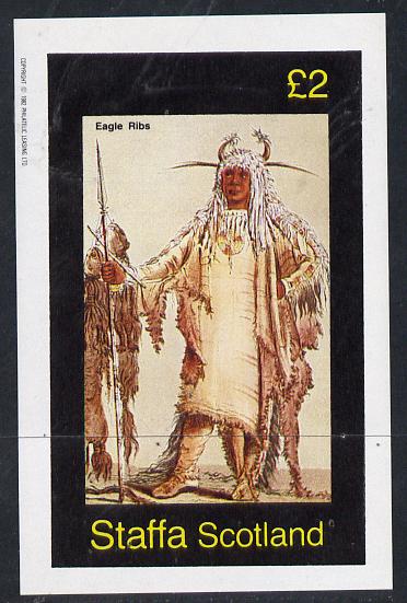 Staffa 1982 N American Indians #10 imperf deluxe sheet unmounted mint (£2 value) , stamps on cultures    indians   americana, stamps on wild-west, stamps on wild west