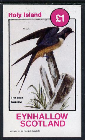 Eynhallow 1982 Barn Swallow imperf souvenir sheet (£1 value) unmounted mint, stamps on birds