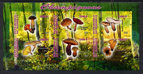 Djibouti 2013 Fungi #3 imperf sheetlet containing 6 values unmounted mint, stamps on fungi