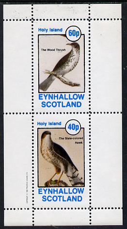 Eynhallow 1982 Birds #13 (Hawk & Thrush) perf  set of 2 values (40p & 60p) unmounted mint, stamps on birds, stamps on birds of prey