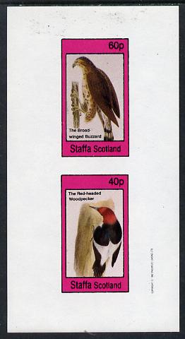 Staffa 1982 Birds #29 (Woodpecker & Buzzard) imperf  set of 2 values (40p & 60p) unmounted mint , stamps on birds    birds of prey    woodpecker