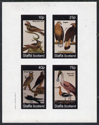 Staffa 1982 Birds #30 (Eagles, Owls etc) imperf  set of 4 values (10p to 75p) unmounted mint, stamps on , stamps on  stamps on birds, stamps on  stamps on birds of prey, stamps on  stamps on owls