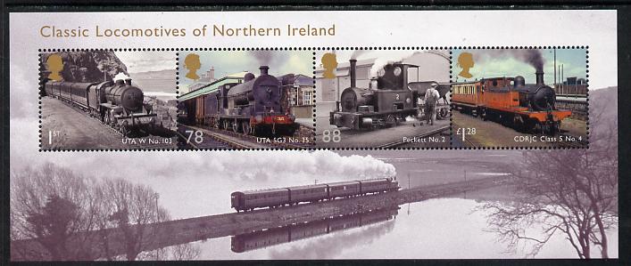 Great Britain 2013 Classic Locomotives of Northern Ireland perf m/sheet unmounted mint, stamps on , stamps on  stamps on railways