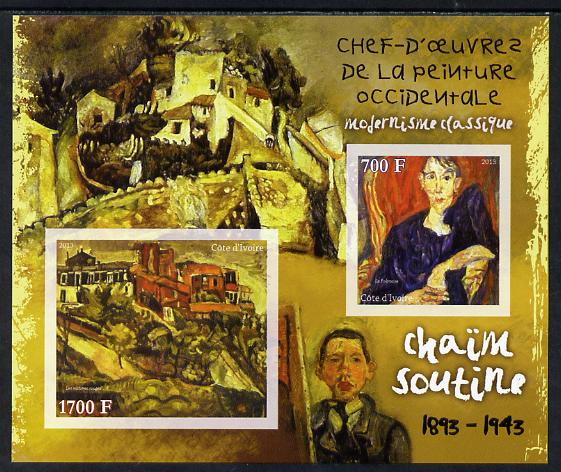 Ivory Coast 2013 Art Masterpieces from the Western World - Modernism - Chaim Soutine imperf sheetlet containing 2 values unmounted mint, stamps on , stamps on  stamps on arts, stamps on  stamps on modernism, stamps on  stamps on soutine