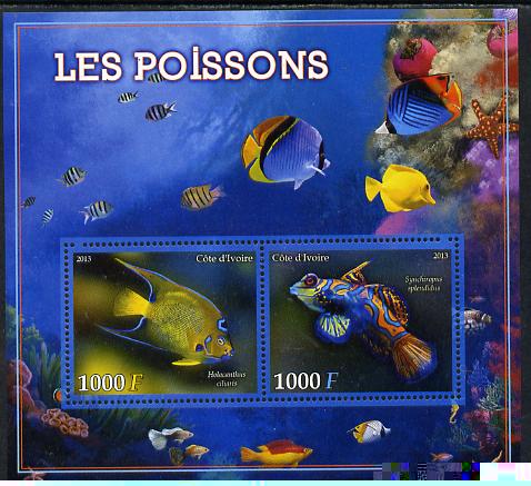 Ivory Coast 2013 Fish perf sheetlet containing 2 values unmounted mint, stamps on fish