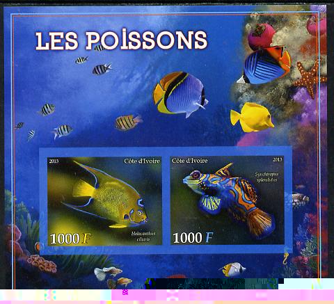 Ivory Coast 2013 Fish imperf sheetlet containing 2 values unmounted mint, stamps on fish
