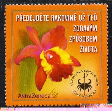 Cinderella - Czech Republic 2000 (?) Anti Cancer undenominated self-adhesive label unmounted mint, stamps on diseases, stamps on orchids, stamps on self adhesive