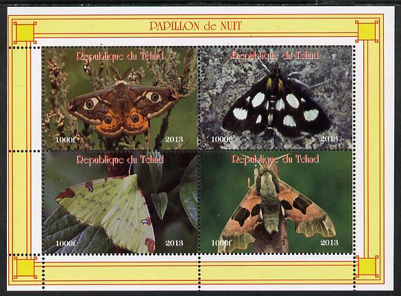 Chad 2013 Moths #2 perf sheetlet containing 4 values unmounted mint. Note this item is privately produced and is offered purely on its thematic appeal, stamps on , stamps on  stamps on butterflies