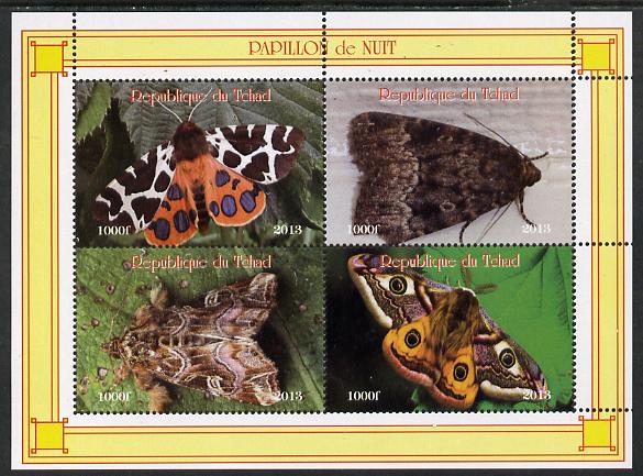 Chad 2013 Moths #3 perf sheetlet containing 4 values unmounted mint. Note this item is privately produced and is offered purely on its thematic appeal, stamps on , stamps on  stamps on butterflies