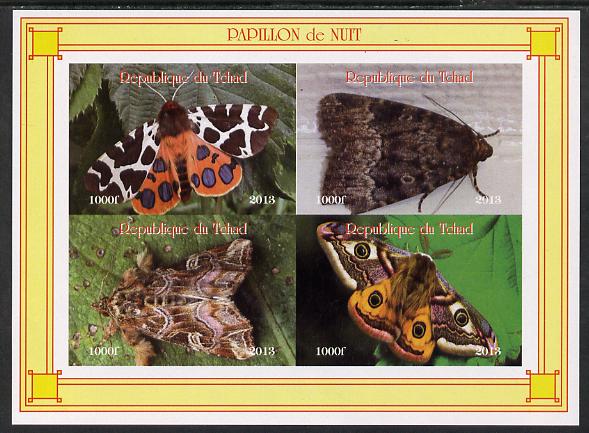 Chad 2013 Moths #3 imperf sheetlet containing 4 values unmounted mint. Note this item is privately produced and is offered purely on its thematic appeal, stamps on , stamps on  stamps on butterflies